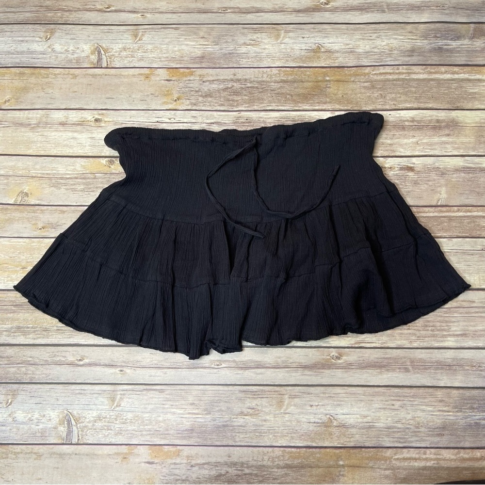 Vintage CYN By Cynthia Mehra Black Drawstring Gauze Skirt One Size (NWT)
